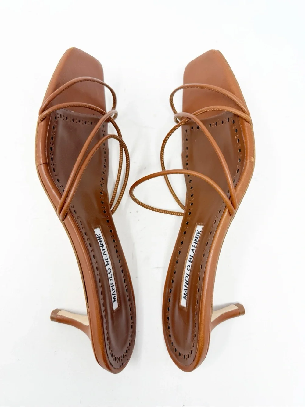 Manolo Blahnik Ninfemu Leather Strappy Sandals Womens Size EU 38.5